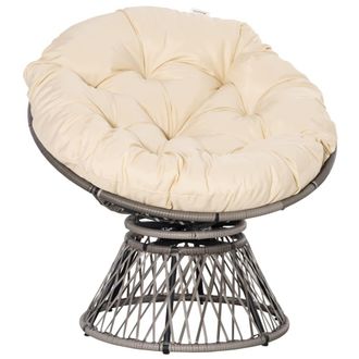 OUTSUNNY Silla giratoria 87x97x86 cm gris y crema