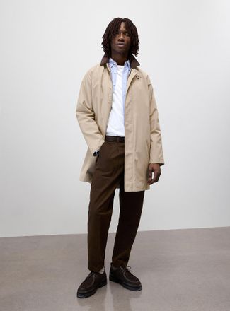 Jack & Jones Mens Corduroy-collar trench coat