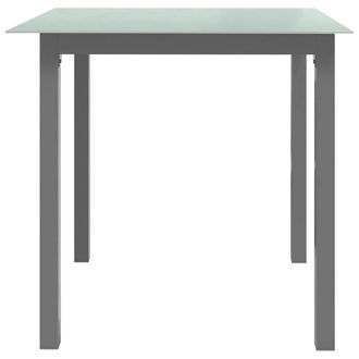Berkfield Home Garden Table Light Grey 80x80x74 cm Aluminium & Glass | Size: 80 x 80 x 74 cm