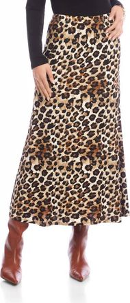Karen Kane Side Slit Midi Skirt In Leopard