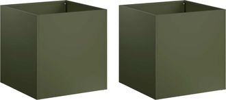 vidaXL Macetero De Jard&iacute;n 2 Uds. Verde Oliva 20 X 20 X 20 Cm Vidaxl