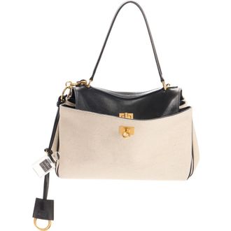 Balenciaga Small Rodeo Mixed Media Top Handle Bag in 9260 Natural/Black at Nordstrom