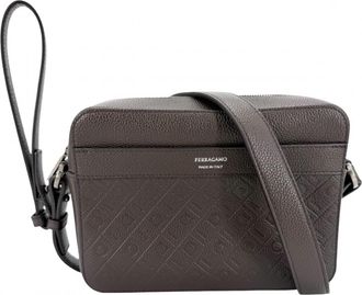 Ferragamo Brown Leather Clutch Bag Shoulder Bag (Pre-Owned)