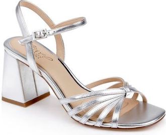 Badgley Mischka Patience Ankle Strap Sandal in Silver Leather at Nordstrom, Size 9.5