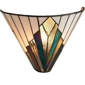 Loops Tiffany Glass Wall Light Cream & Iridescent Black Shade Interior Sconce i00238