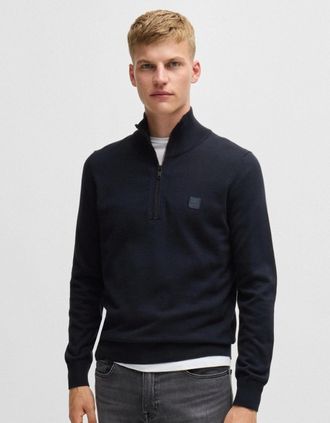HUGO BOSS Mens BOSS Orange Kanobix S Mens 1/4 Zip Jumper - Dark Blue 404 - Navy - Size: 44