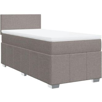 vidaXL Cama Box Spring Con Colch&oacute;n Tela Gris Taupe 100x200 Cm Vidaxl