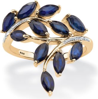 Palm Beach Jewelry 2.65 TCW Genuine Marquise-Cut Blue Sapphire Ring 18k Gold-plated Sterling Silver