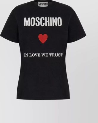 Moschino ribbed organic cotton embroidered t-shirt