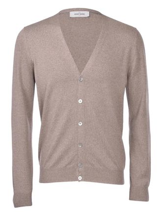 Gran Sasso Cardigan in lana vergine con scollo a V - Marrone