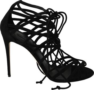 Dolce & Gabbana Elegante Zwarte Su&egrave;de Gladiator Stilettos - Dames - Sandalen met hakken - Zwart - 36 1/2 EU - Su&egrave;de - Schoenen