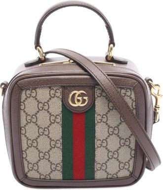 Gucci 2016-2025 GG Supreme Ophidia mini-tas met handvat - Bruin