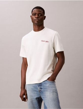 Calvin Klein Jeans Calvin Klein Mens Embroidered Calligraphy Easy Tee - White - 2XL