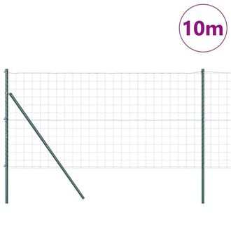 Berkfield Home Green Euro Fence with 7 Posts 1.4x10 m Galvanised Steel Green