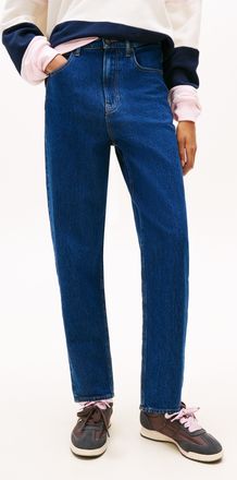 Tommy Jeans MOM JEAN UH TPR mit Logo-Stickereien, in kn&ouml;chelfreier L&auml;nge