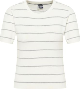 Dreimaster Dreimaster Trui met korte mouwen bridgeport Dames Wol wit grijs gemêleerd