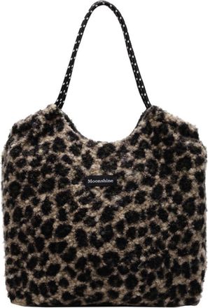 Generic Portable large bag faux plush fashion statement womens shoulder bag(green)