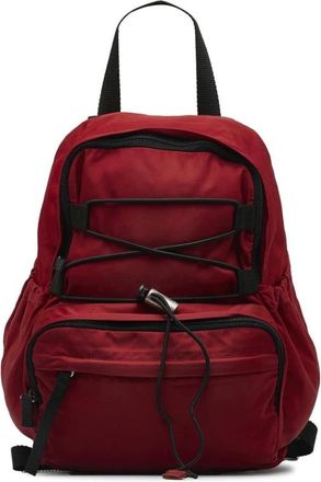 Prada Pre-owned Backpacks, female, Red, Size: ONE SIZE Pre-owned Nylon Backpack with Multiple Compartments