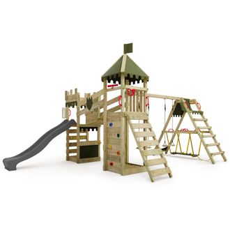 Fatmoose Parque Infantil De Madera Fatmoose Riverrun Royal Con Surf Y Tobogan En Antracita