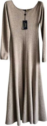 Ralph Lauren Polo Beige Cashmere Midi Dress Size S