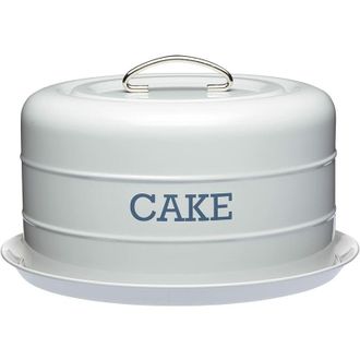 KitchenCraft Living Nostalgia Cake Tin Storage, Contenitore ermetico per torte / Cupola per torte, 28,5 x 18 cm - Grigio francese
