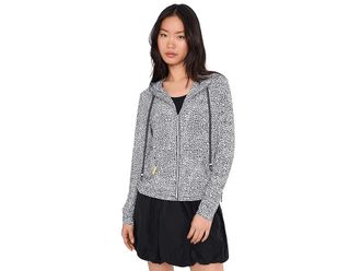 Jamie Sadock Ocelot Front Zip Hoodie Womens Clothing Grey : XS, Polyester/Spandex