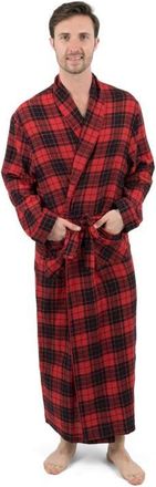 Leveret Mens Flannel Robe, 100% Cotton in Plaid Black & Red at Nordstrom, Size Xxx-Large