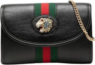 Gucci Pre-owned Rajah Crossbody Tas - Dames - Pre-owned - Zwart - Maat: ONE Size Leer