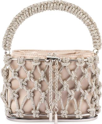 Olga Berg Amelia Crystal Cage Top Handle Bag in Natural at Nordstrom