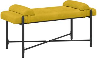 vidaXL Banco Con Botones Y Cojines Amarillo 110 X 40 X 46 Cm Vidaxl