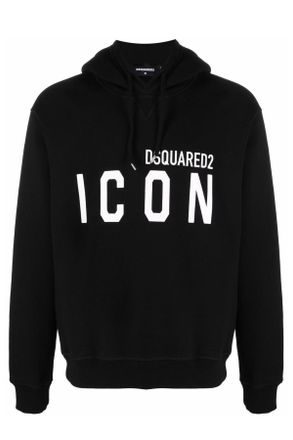 Dsquared2 Mens Icon Hoodie Sweatshirt - Black Cotton - Size X-Large