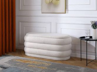 Vente-Unique Blanket Chest - Boucl&eacute; Fabric - White - ECAMBI