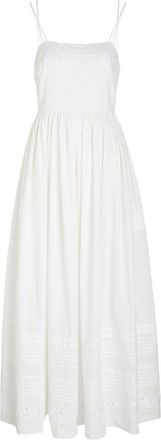 Bode Chamomile Pintucked Cotton Midi Dress - White - S (UK8-10 / S)