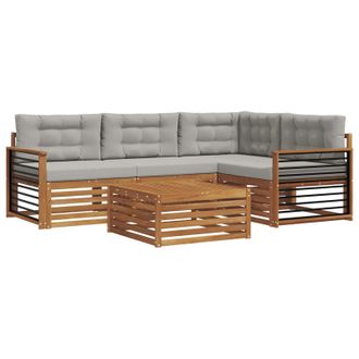 vidaXL Conjunto De Sof&aacute;s De Exterior 5 Pcs Gris Natural Y Claro Vidaxl