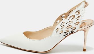 Sophia Webster White Leather Angelo Slingback Pumps