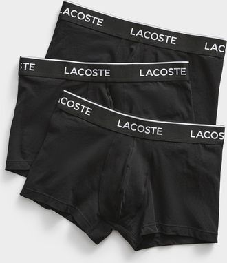 Lacoste Mens 3 logo-waist trunks Cotton 3-pack