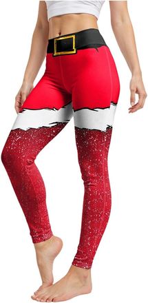 Generic Christmas Leggings for Women UK Funny Xmas Tree Reindeer Wine Glass Snowflake Printed Trendy Holiday Yoga Pants Skinny High Waist Sports Tights Ladies