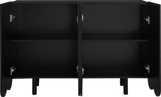 STILVORA Aparador Con 4 Puertas Talladas En Forma De Gota Y Bisagras Amortiguadas, Estilo Moderno, En Mdf, Negro, 120&times;37,5&times;80,8 Cm