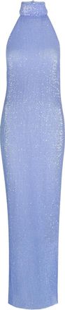L&rsquo;Id&eacute;e Casablanca Sequin Embellished Stretch-mesh Maxi Dress - Light Blue - 16 (UK16 / XL)