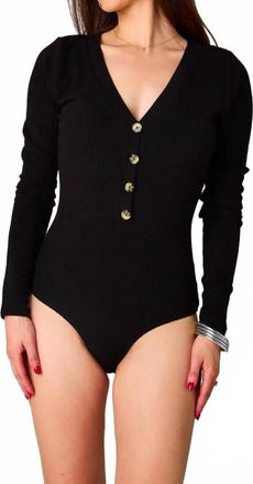 BuddyLove Harper Long Sleeve Button Up Bodysuit In Black