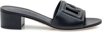 Dolce & Gabbana Heeled Mules, female, Black, 3 UK, Logo Leather Slides