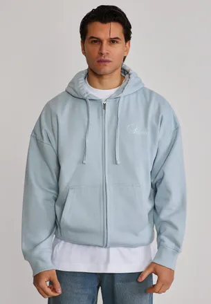 Siksilk Sudadera con Capucha para Hombres Azul Full Zip XXL