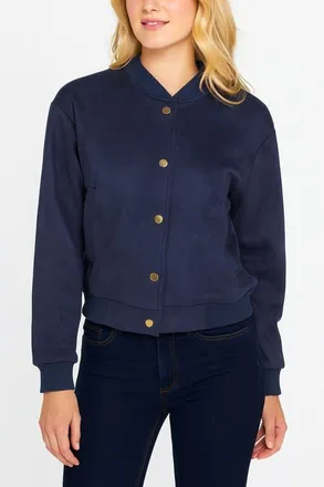 Bishop + Young Chelsea Faux Suede Bomber in Indigo at Nordstrom, Size Small