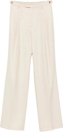 Berwich Simona 1P Pliss&eacute; Broek - Dames - Wijde Broeken - Beige - 2XS - Wol - Broeken