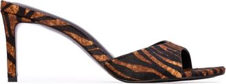 Black Suede Studio Freddie 70 Fur Mule in Brown Zebra Pony Hair at Nordstrom, Size 39.5