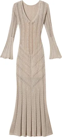 Twin-Set Sand Lurex Americane Knit Maxi Dress