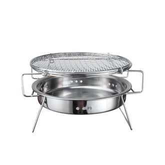 OEM Mini Barbacoa Redonda De Acero Inoxidable, Barbacoa Port&aacute;til Para Camping, Plancha Para Barbacoa, 22 22 14 Cm