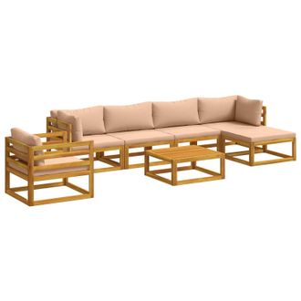 vidaXL Juego De Sof&aacute; 7 Uds. Natural Madera De Acacia S&oacute;lida Vidaxl