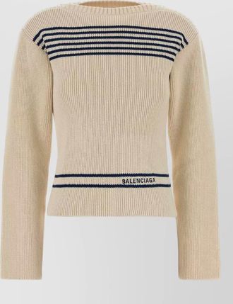 Balenciaga cotton ribbed striped boatneck sweater