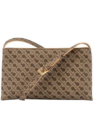 Gherardini Rectangular Brown Geometric Pattern Crossbody Bag